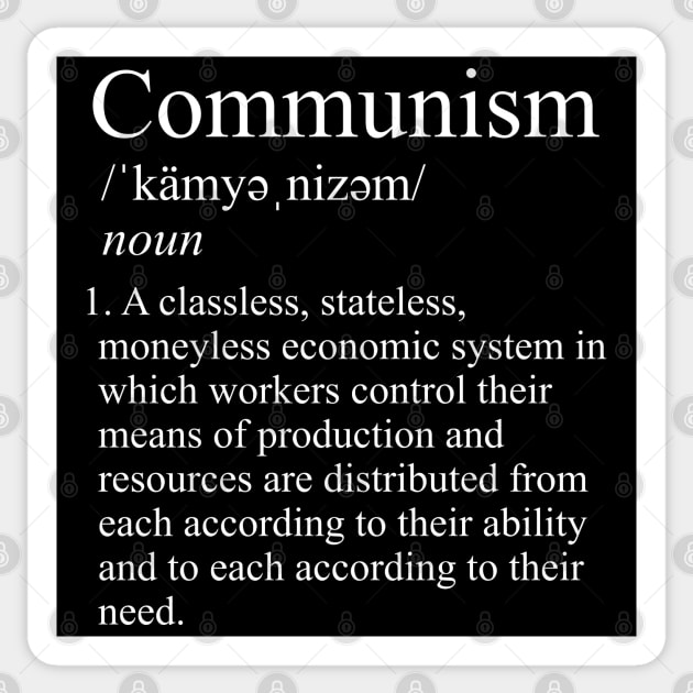 Communism Definition - Communist, Socialist, Socialism, Leftist Sticker by SpaceDogLaika